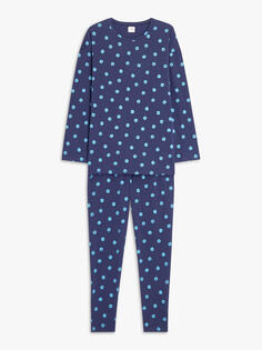 Пижамный комплект John Lewis Anyday Andie из джерси в горошек темно-синего цвета