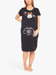Ночная рубашка с Минни Маус для беременных, черная Brand Threads