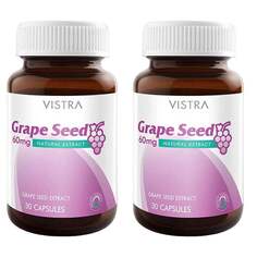 Экстракт виноградных косточек Vistra Grape Seed 60 мг, 2 банки по 30 таблеток
