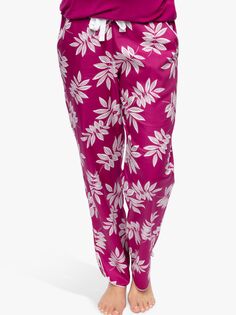 Пижамные штаны с принтом листьев Cyberjammies Emmi, ягодный цвет