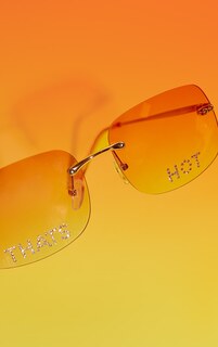 PrettyLittleThing Розовые солнцезащитные очки без оправы со стразами
