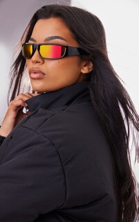 PrettyLittleThing Черные солнцезащитные очки в спортивной оправе с козырьком во внешней оправе