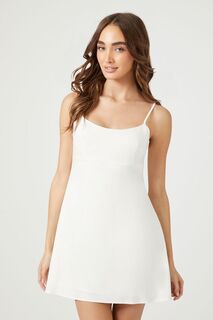 Мини-платье с расклешенной юбкой на бретельках Forever 21, белый