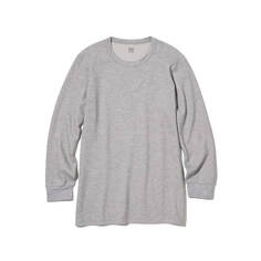 Лонгслив Uniqlo Heattech Extra Warm Cotton Waffle, серый