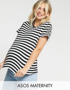 Черная футболка в белую полоску ASOS DESIGN Maternity