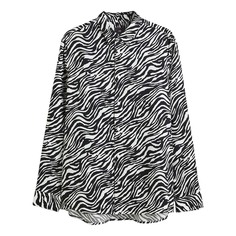 Рубашка H&amp;M Zebra Print Regular Fit Patterned, черный/белый H&M