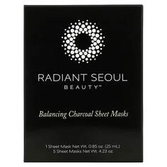 Тканевые маски для лица с углем Radiant Seoul, 5 шт