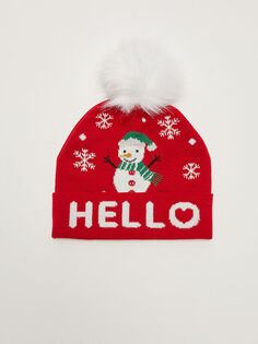 Вязаная шапка с рождественской тематикой для девочки и ребенка Рождественская тематика LCW Accessories