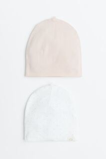 Хлопковая шапка из двух пар H&amp;M, светло-розовый/горошек H&M