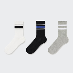 Набор носков Uniqlo Kids Striped Regular (three Pairs), белый/черный/серый