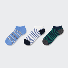 Набор носков Uniqlo Kids Striped Short Socks (three Pairs), синий/белый/зеленый