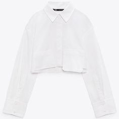 Рубашка Zara Cropped Poplin, белый