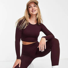 Топ Pull&amp;Bear Long Sleeve Seamless Co-ord, бордовый