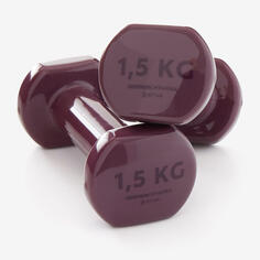 Набор гантелей фитнес - 2х1,5 кг бордовый DOMYOS, фиолетовый/сливовый цвет