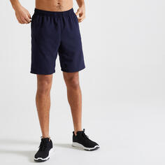 Мужские шорты Fitness Training Essential дышащие с карманами на молнии темно-синие DOMYOS, черный синий