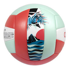 Мяч для пляжного волейбола BV100 Classic вшитый размер 5 солнечно-розовый COPAYA, малиново-розовый/пастельный мятно-серый/белый