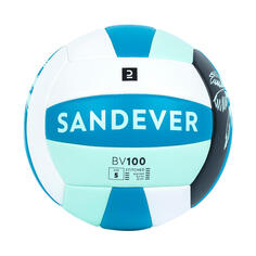 Мяч для пляжного волейбола BV100 Classic вшитый размер 5 пальмовый синий COPAYA, черно-синий/пастельный мятно-серый/светлый бензин