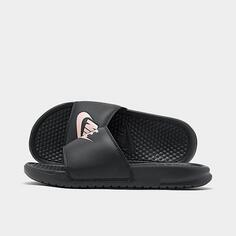 Женские сандалии Nike Benassi JDI Swoosh, черный-розовый