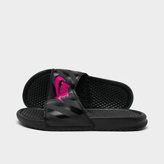 Женские сандалии Nike Benassi JDI Swoosh, черный-ярко-розовый