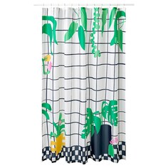 SNÖJONKVILL Занавеска для душа, белый/зеленый, 180x200 см IKEA