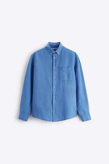 Рубашка Zara cotton - linen, синий