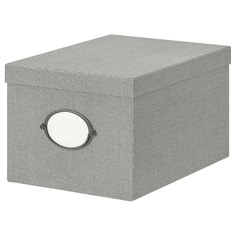 KVARNVIK КВАРНВИК Коробка с крышкой, серый, 25x35x20 см IKEA