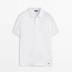 Футболка-поло Massimo Dutti Pique 100% Cotton, белый