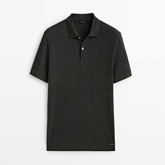 Футболка-поло Massimo Dutti Pique 100% Cotton, темно-зеленый