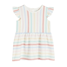 Платье детское H&amp;M Ruffle-trimmed, белый/разноцветная полоска H&M