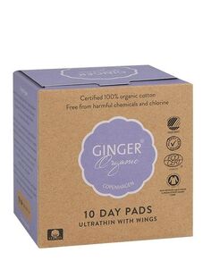 Ginger Organic гигиенические салфетки, 10 шт.