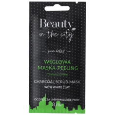 Beauty In The City Detox угольная маска-пилинг с белой глиной для лица, 8 мл