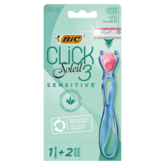Bic Soleil 3 Click Sensitive бритва, 1 шт. + картриджи для бритвы, 2 шт./1 упаковка