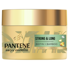 Pantene Strong &amp; Long Кератиновая восстанавливающая маска для волос с бамбуком и биотином, 160 мл