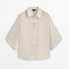 Рубашка Massimo Dutti 100% Ramie Short Sleeve, кремовый