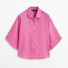 Рубашка Massimo Dutti 100% Ramie Short Sleeve, розовый