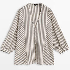 Рубашка Massimo Dutti Striped Waffle, коричневый