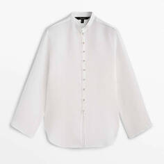 Рубашка Massimo Dutti 100% Ramie Stand-up Collar, белый