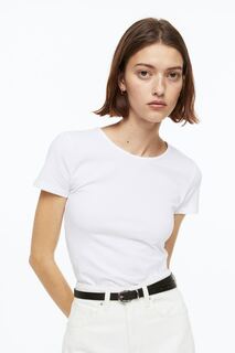 Хлопковая футболка H&amp;M, белый H&M