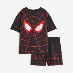 Комплект, футболка + шорты H&amp;M Kids Printed Spider-Man, темно-серый H&M