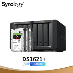 Сетевое хранилище Synology DS1621+ с 6 отсеками и 3 жесткими дисками Seagate Cool Wolf IronWolf ST8000VN004 8Тб