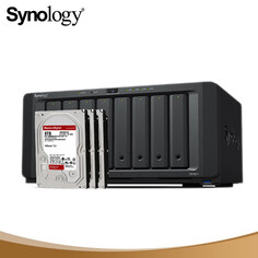 Сетевое хранилище Synology DS1821+ с 8 отсеками и 3 жесткими дисками Western Digital Red WD80EFZZ емкостью 8 ТБ