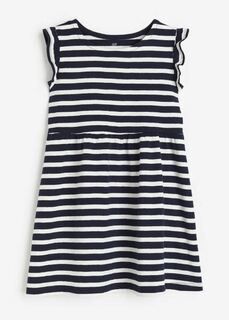 Платье с принтом в полоску H&amp;M Striped Print, темно-синий H&M