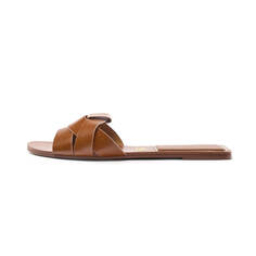 Сандалии Zara Flat Criss-cross Leather Slider, коричневый