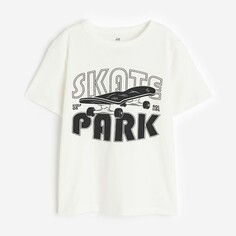 Футболка H&amp;M Kids Printed Cotton Skate Park, белый H&M