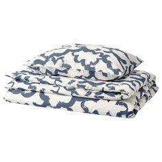 Комплект постельного белья Ikea Ekpurpurmal, 150x200/50x60 см, белый/синий