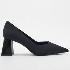 Туфли Zara Block-heel Fabric, черный