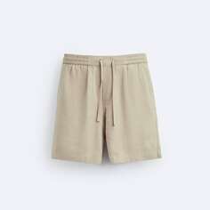 Шорты Zara Linen - Cotton Bermuda, рыжевато-коричневый
