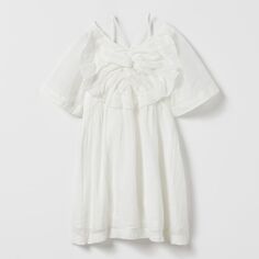 Платье Zara Textured With Knot, белый