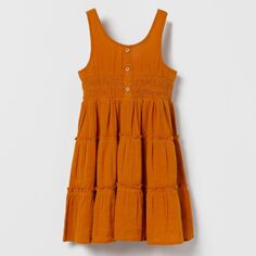 Сарафан Zara Linen Blend Tiered, терракотовый