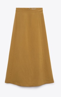Юбка макси Zara Linen Blend, коричневый